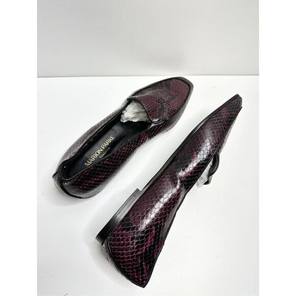 Marion Parke Shoes Womens Size 6.5US Python Snakeskin Loafers Purple Black - Picture 9 of 12
